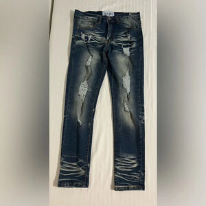 Bleecker and Mercer Slim Skinny Distressed Jeans 30x30. J1